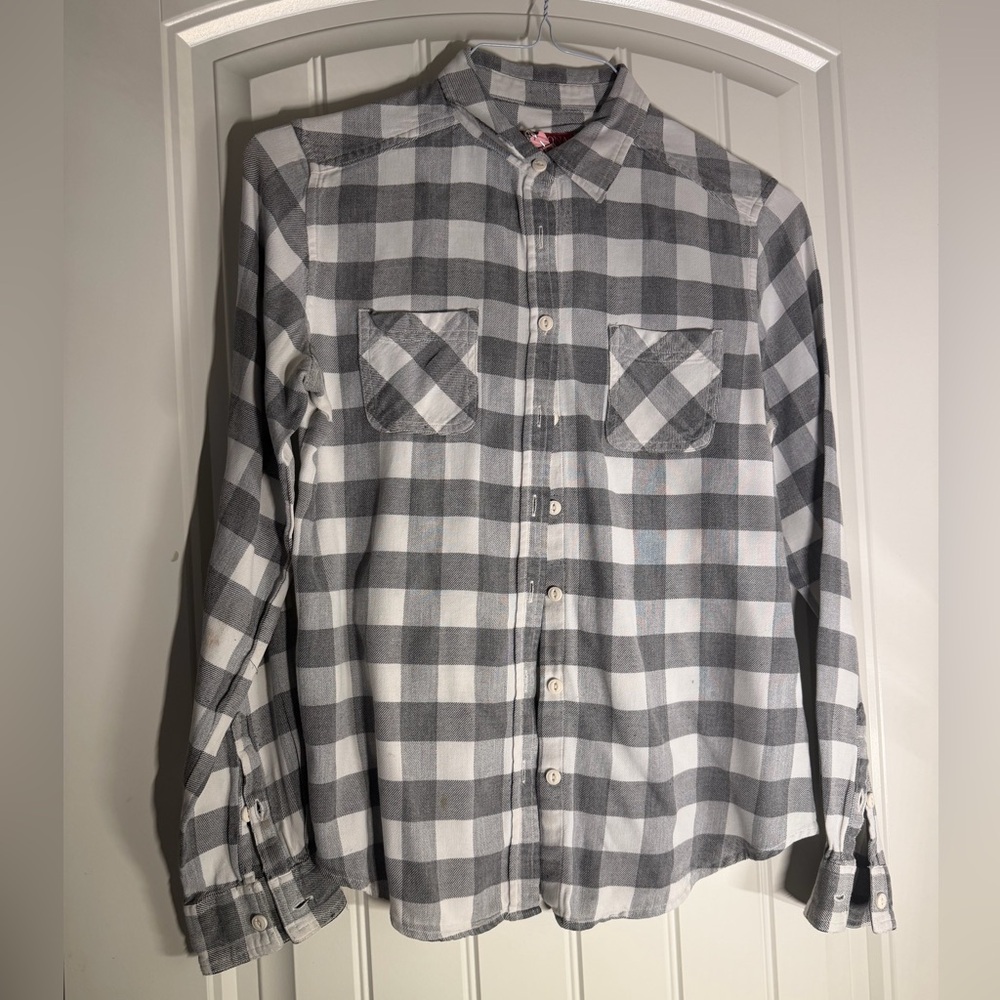 Merona Gray Plaid Casual Button-Down Shirt